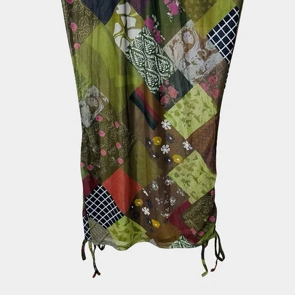 Patchwork Mesh Maxi Skirt Medium Indie 90s‎ Earthy Boho Fairy Grunge Artsy - Picture 4 of 11